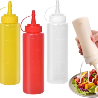 בקבוק פלסטיק לחיץ לרטבים - 3 צבעים לבחירה - 5 גדלים לבחירה