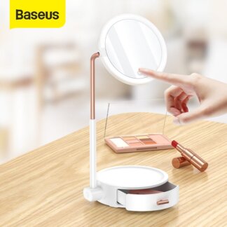 מראת איפור ניידת מבית Baseus עם מסגרת תאורה ומגירת אחסון