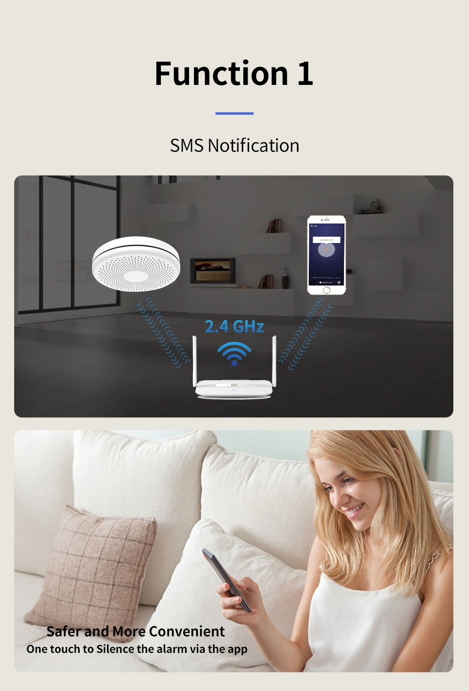 גלאי עשן אלחוטי כולל חיבור לאפליקציה וWIFI