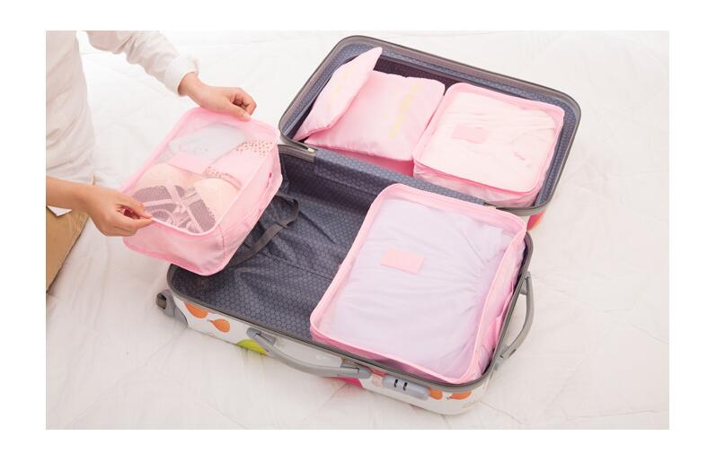 6PCs/Set Travel Bag Clothing Organizer Multifunctional Storage Bag High Capacity Mesh Packing Cubes Unisex Luggage Organizer Bag