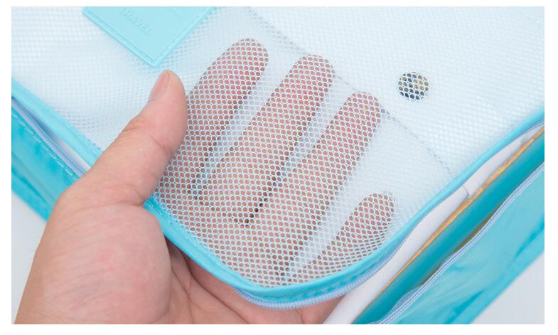 6PCs/Set Travel Bag Clothing Organizer Multifunctional Storage Bag High Capacity Mesh Packing Cubes Unisex Luggage Organizer Bag