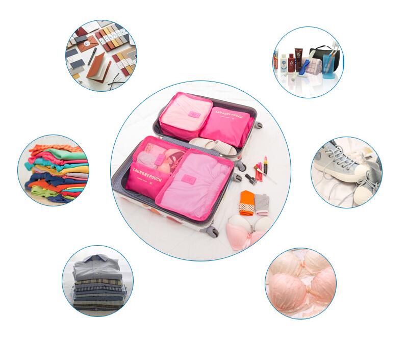 6PCs/Set Travel Bag Clothing Organizer Multifunctional Storage Bag High Capacity Mesh Packing Cubes Unisex Luggage Organizer Bag