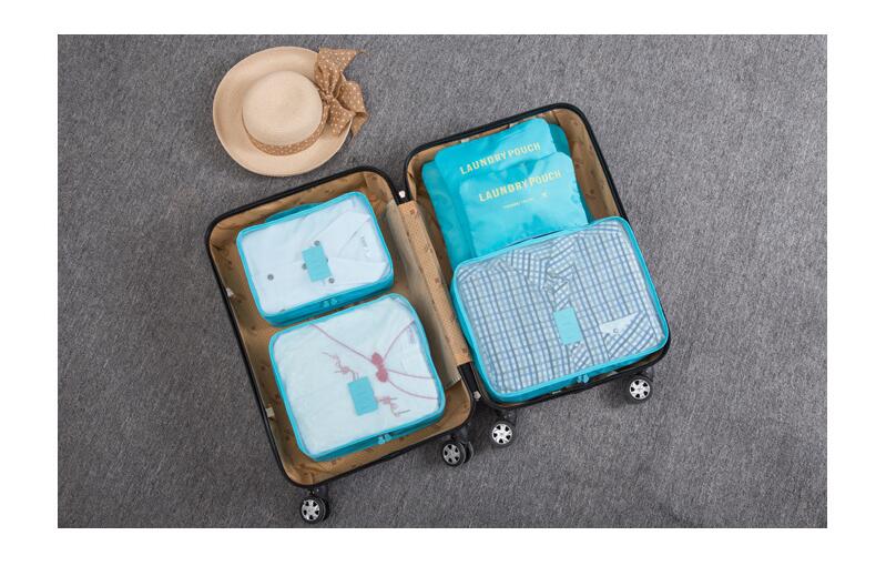 6PCs/Set Travel Bag Clothing Organizer Multifunctional Storage Bag High Capacity Mesh Packing Cubes Unisex Luggage Organizer Bag