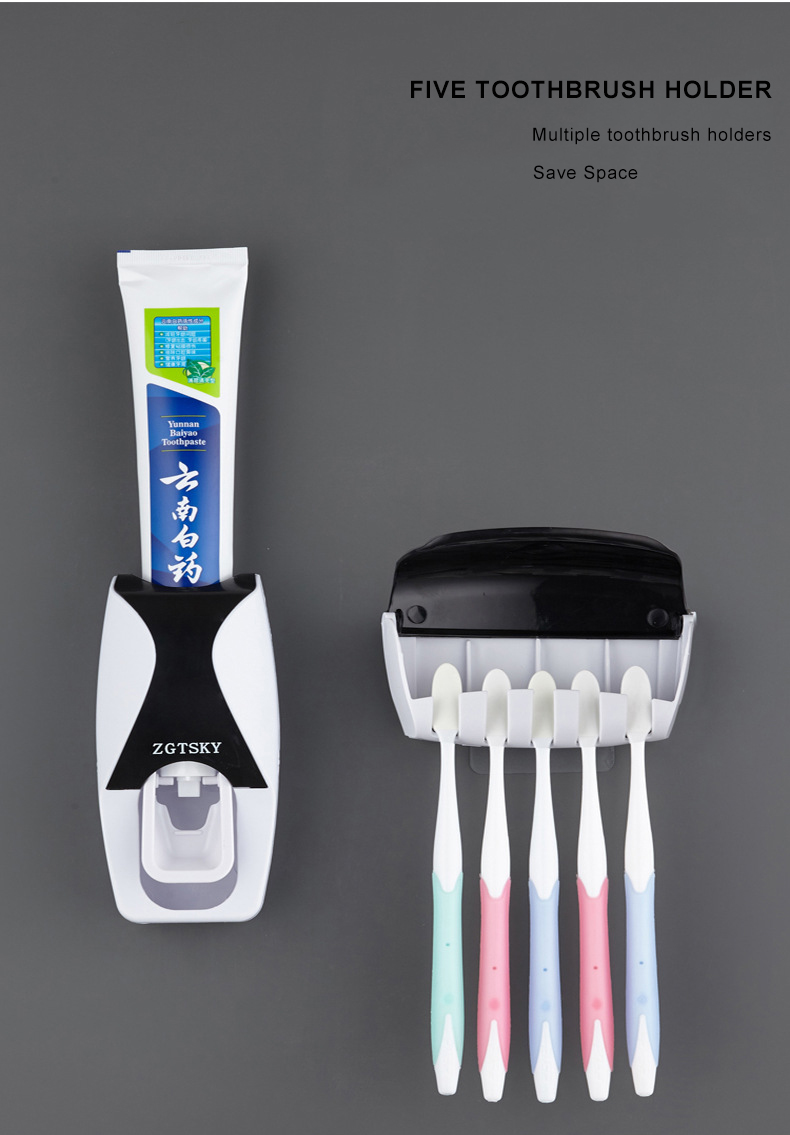 מתקן ידני למשחת שיניים ומחזיק למברשות