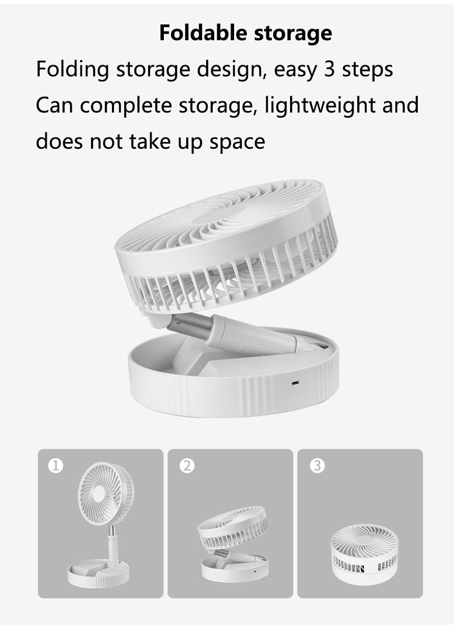 מאוורר נטען USB טלסקופי - מגוון צבעים לבחירה!