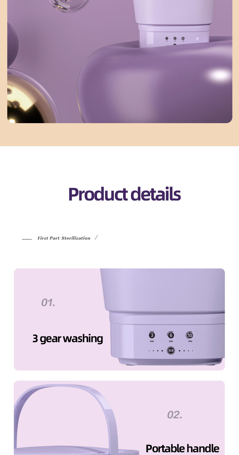 מכונת כביסה חשמלית מתקפלת לנסיעות מבית Xiaomi Moyu