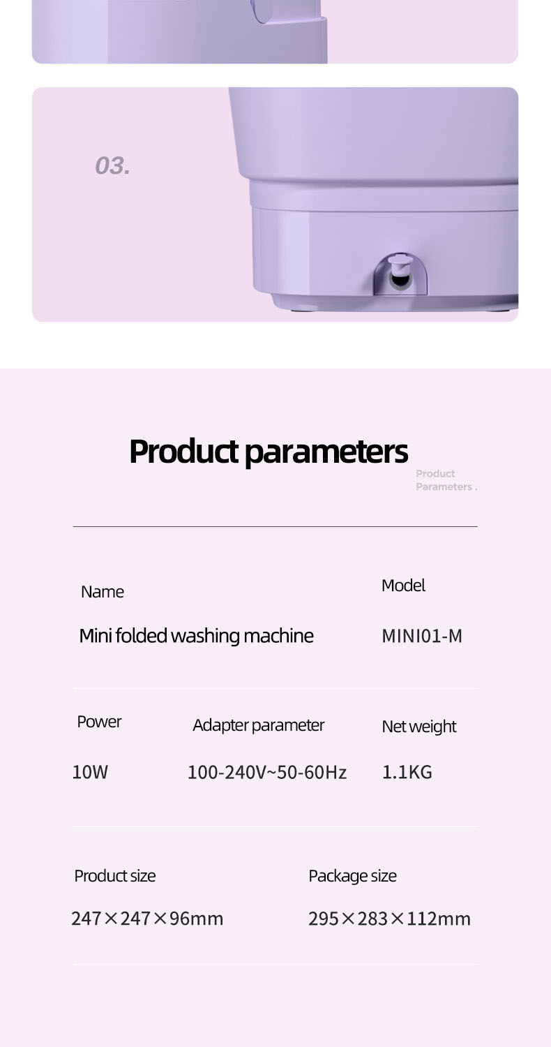 מכונת כביסה חשמלית מתקפלת לנסיעות מבית Xiaomi Moyu