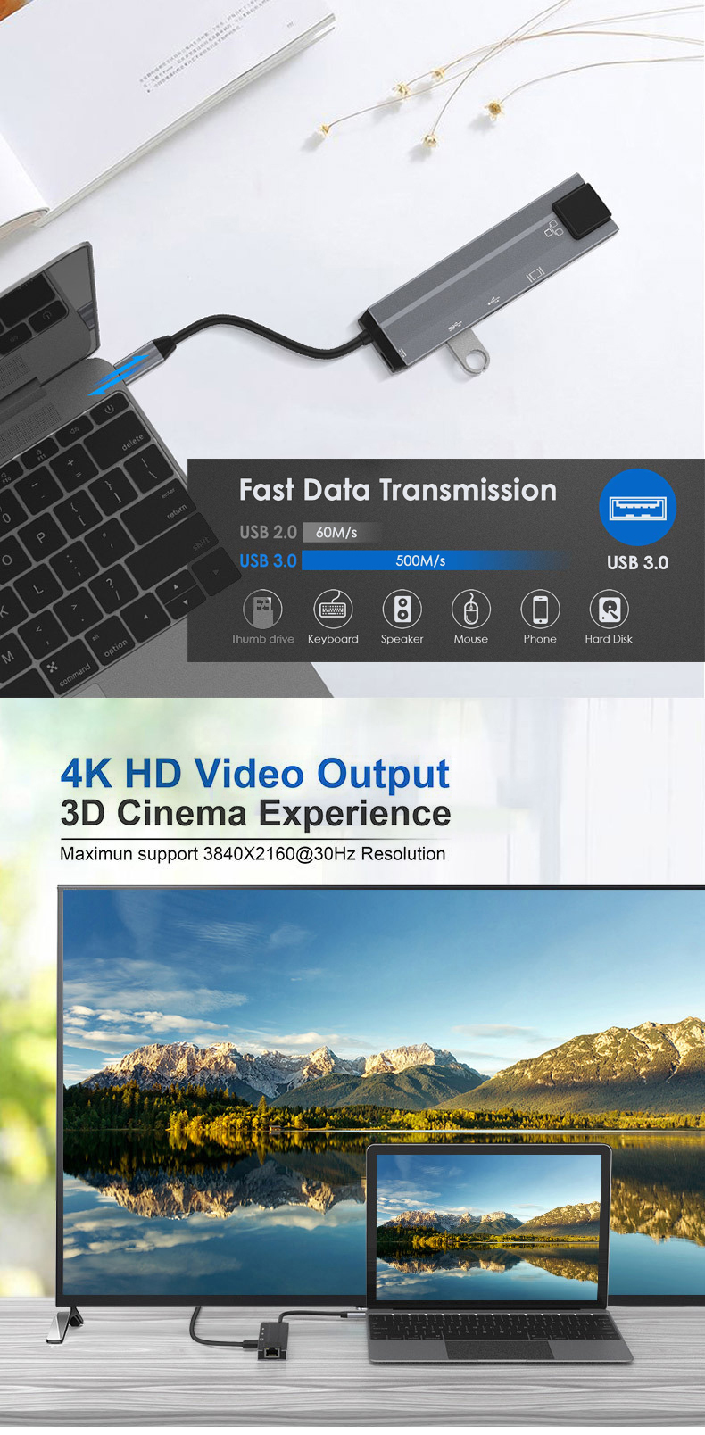 עמדת עגינה (רכזת) אשר תואמת עבור : Galaxy S10/S9 – MacBook – RJ45 Thunderbolt 3