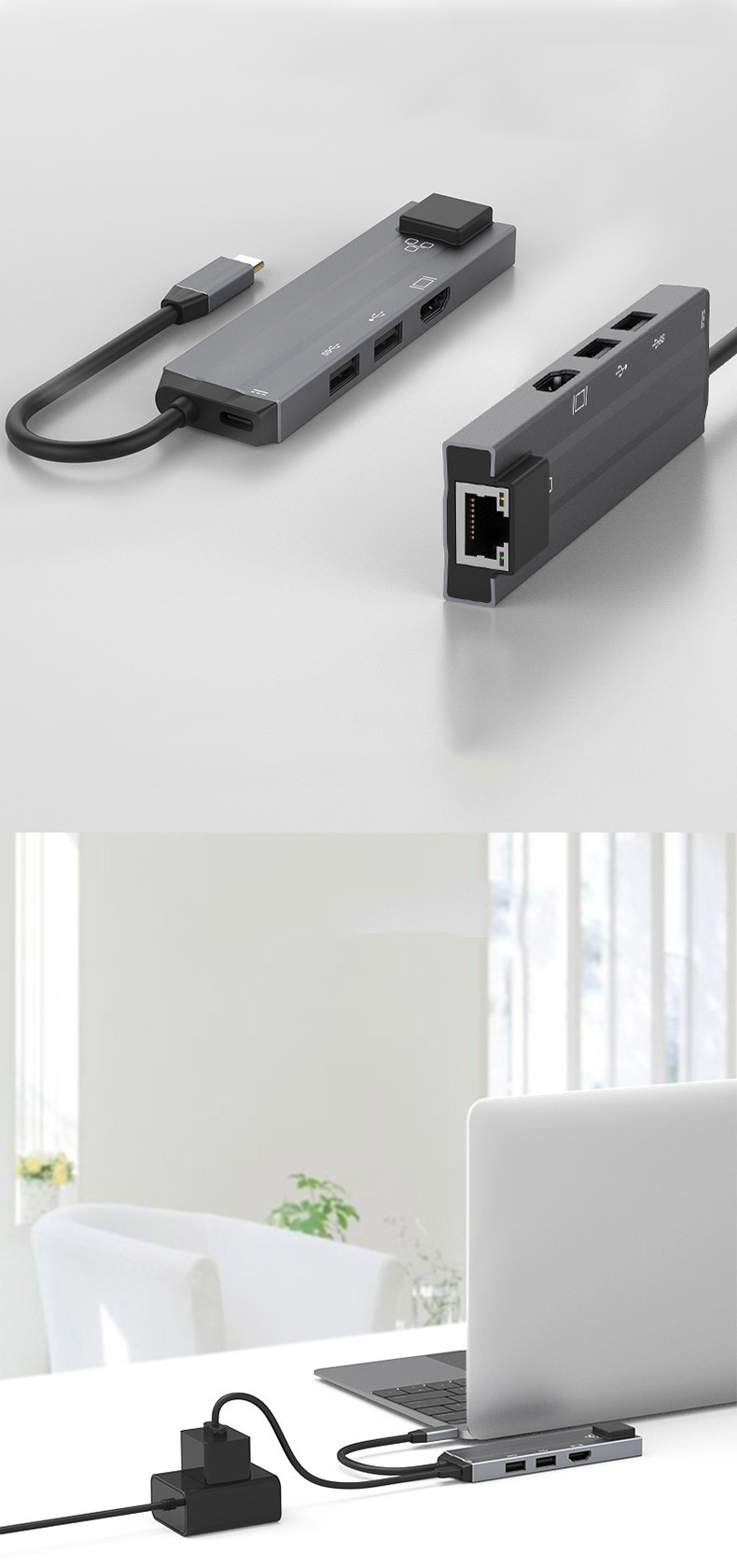 עמדת עגינה (רכזת) אשר תואמת עבור : Galaxy S10/S9 – MacBook – RJ45 Thunderbolt 3