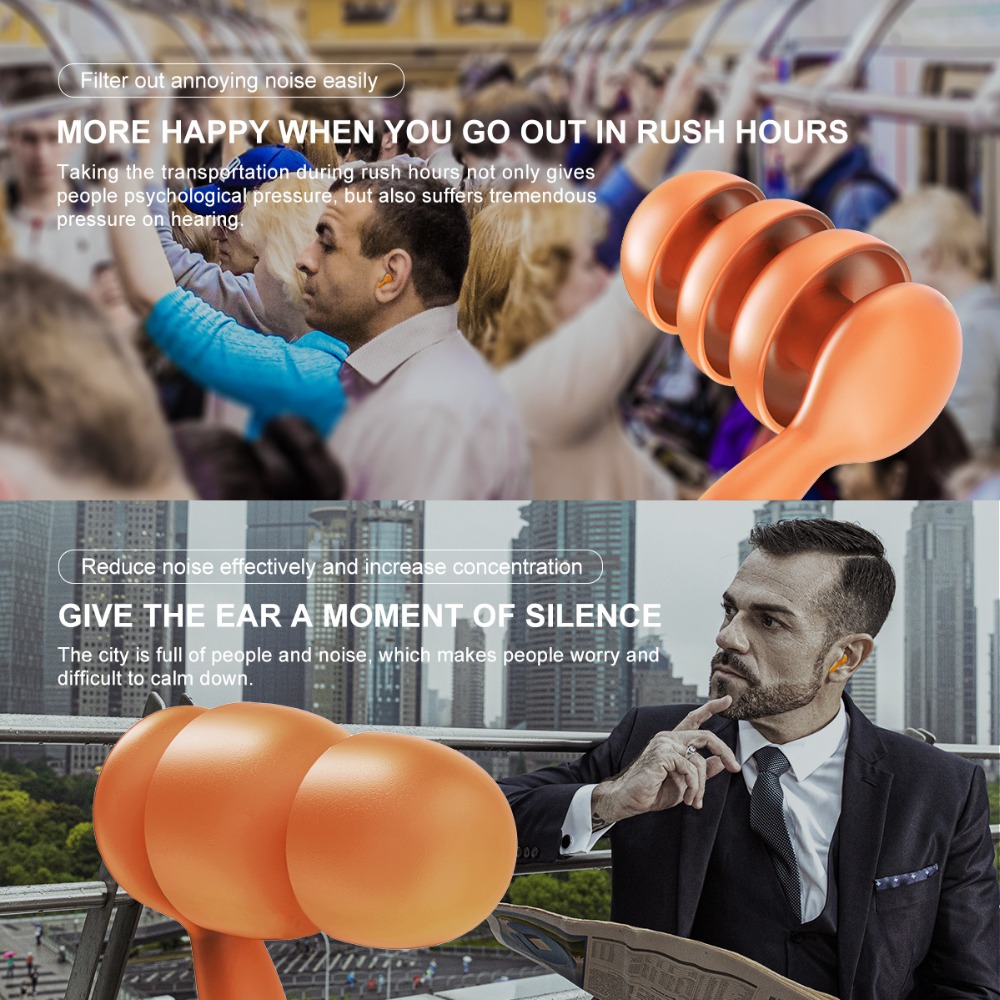 זוג אטמי אוזניים לשינה בעיצוב סיליקון איכותי