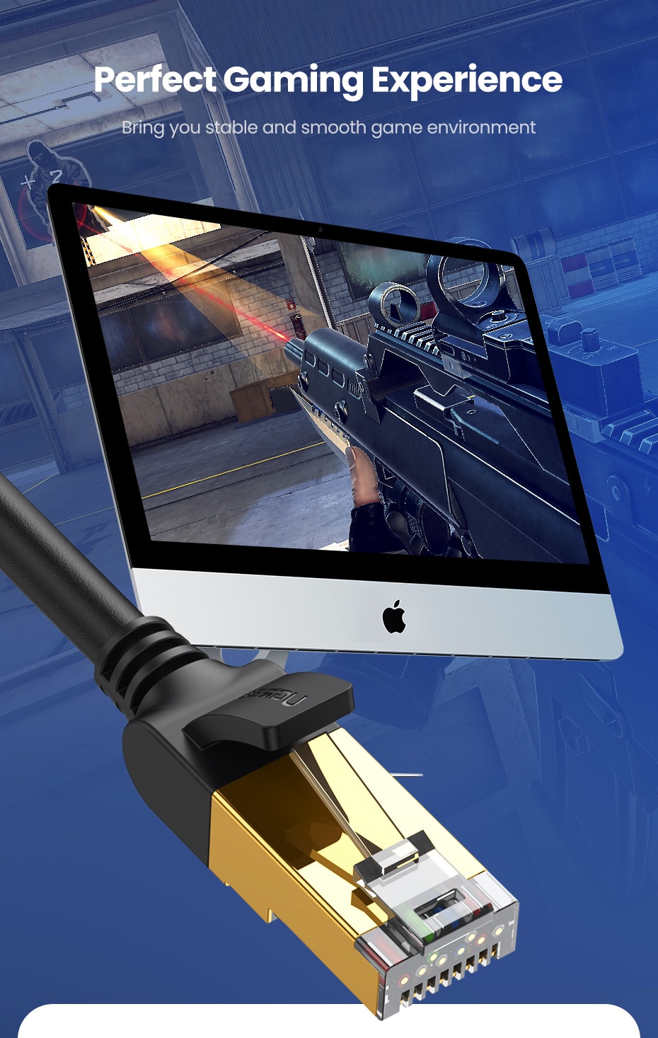 כבל רשת RJ45 CAT 7 עבור נתב מודם מבית Ugreen