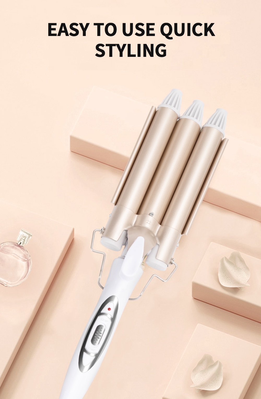 מכשיר בציפוי קרמי ליצירת גלים מושלמים בשיער!