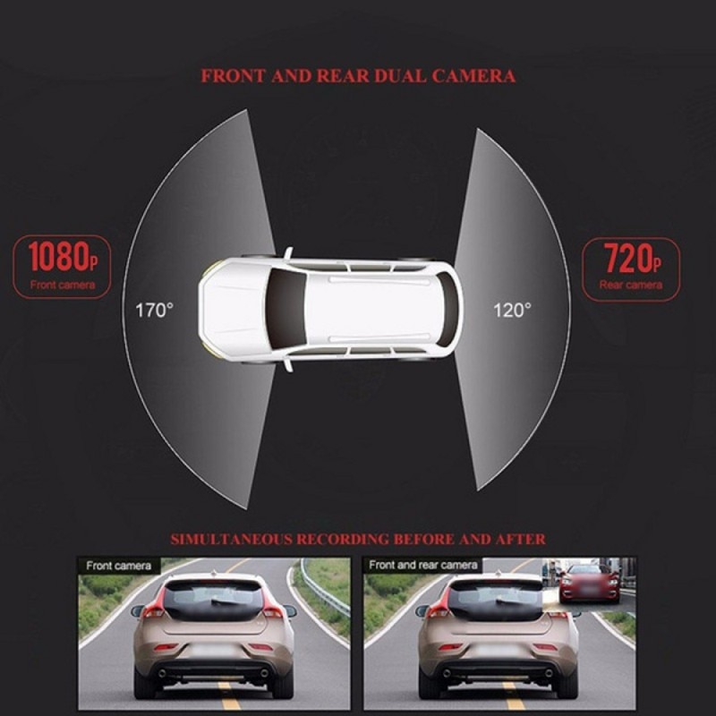 מראה ומצלמת דרך לרכב HD- מצלמת דרך קדמית ואחורית!