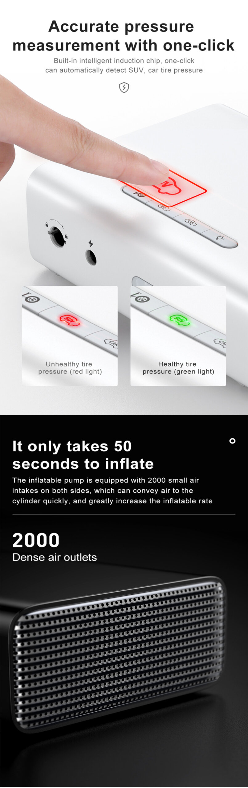 קומפרסור לרכב – קומפרסור נייד לניפוח גלגלי הרכב של Baseus