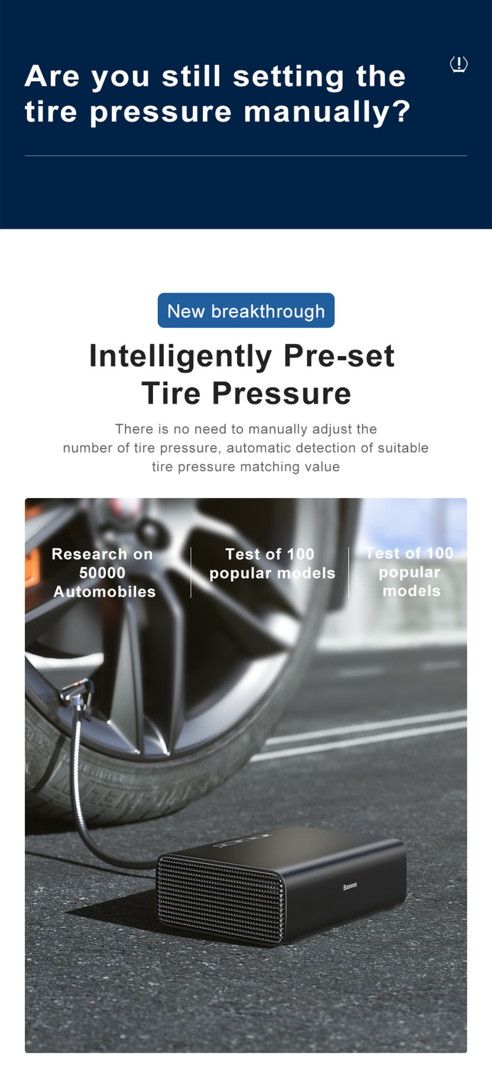 קומפרסור לרכב – קומפרסור נייד לניפוח גלגלי הרכב של Baseus