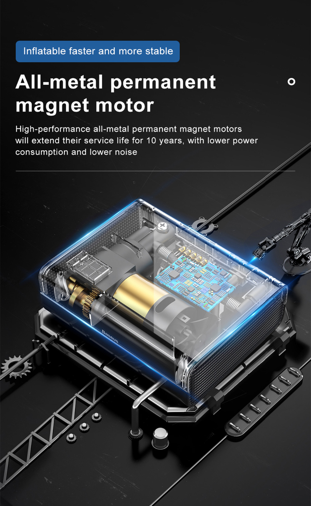 קומפרסור לרכב – קומפרסור נייד לניפוח גלגלי הרכב של Baseus