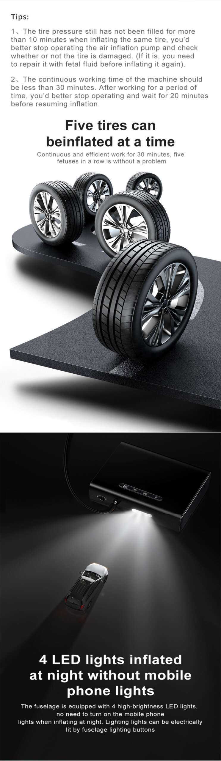 קומפרסור לרכב – קומפרסור נייד לניפוח גלגלי הרכב של Baseus