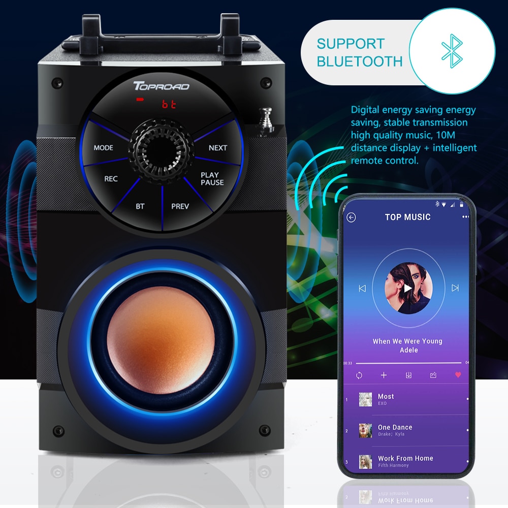רמקול גדול נייד ואלחוטי מבית TOPROAD
