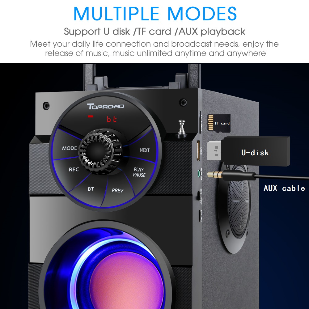 רמקול גדול נייד ואלחוטי מבית TOPROAD