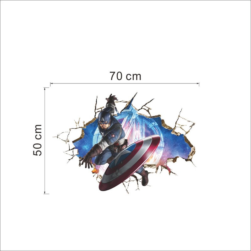 מדבקות קיר לילדים בעיצוב 3D בסגנון הנוקמים מארוול