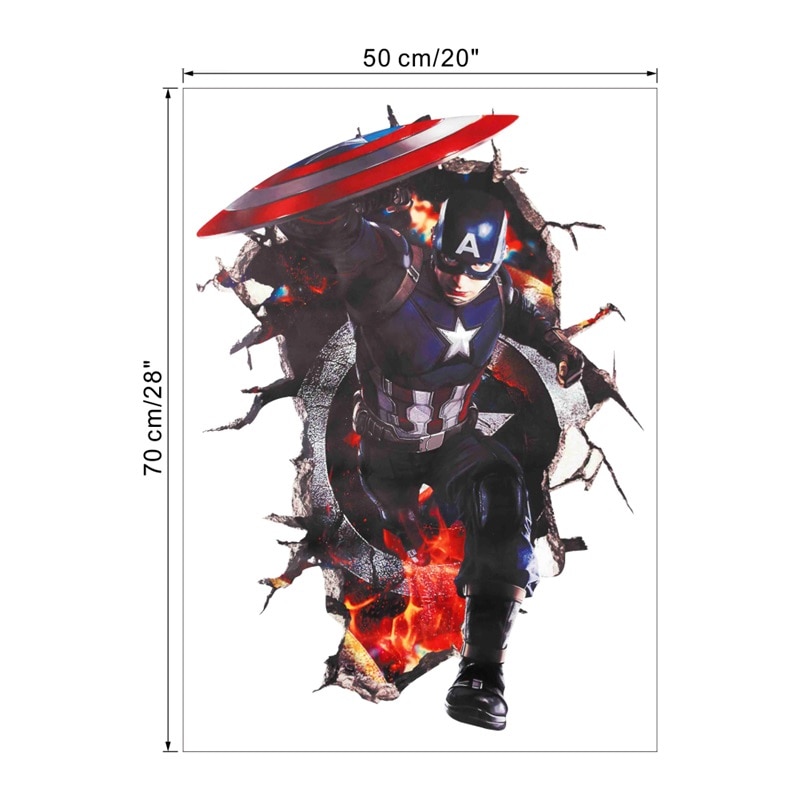 מדבקות קיר לילדים בעיצוב 3D בסגנון הנוקמים מארוול