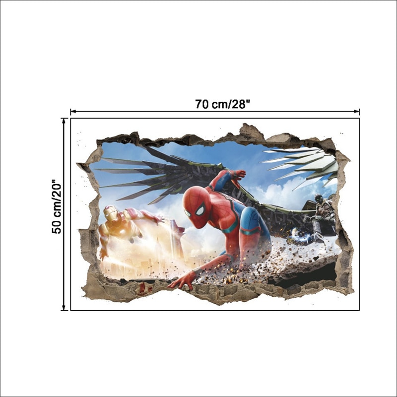 מדבקות קיר לילדים בעיצוב 3D בסגנון הנוקמים מארוול