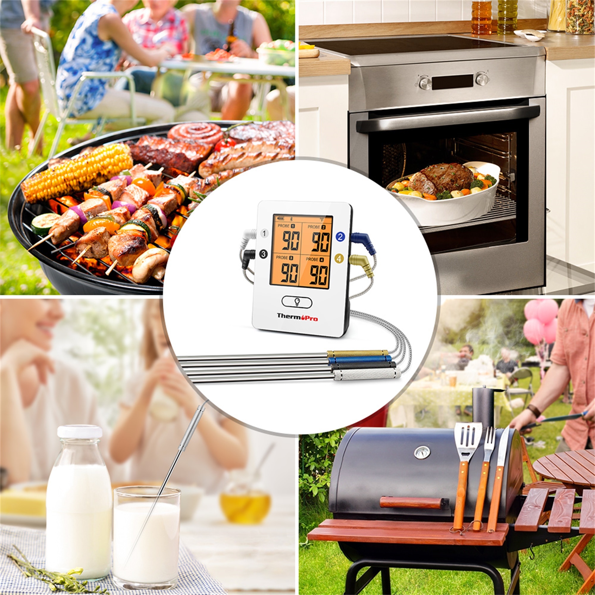 מד חום מזון דיגיטלי אלחוטי +4 פרובים TP25 מבית ThermoPro