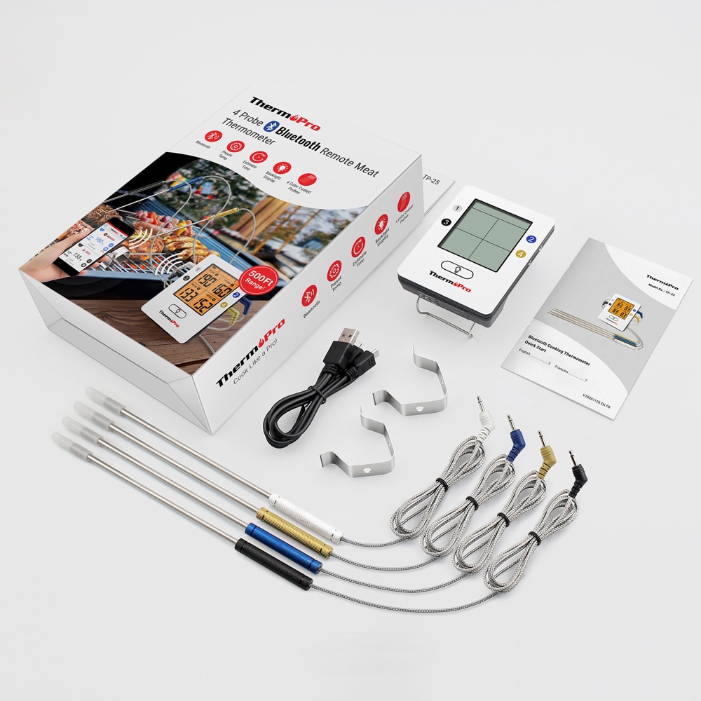 מד חום מזון דיגיטלי אלחוטי +4 פרובים TP25 מבית ThermoPro