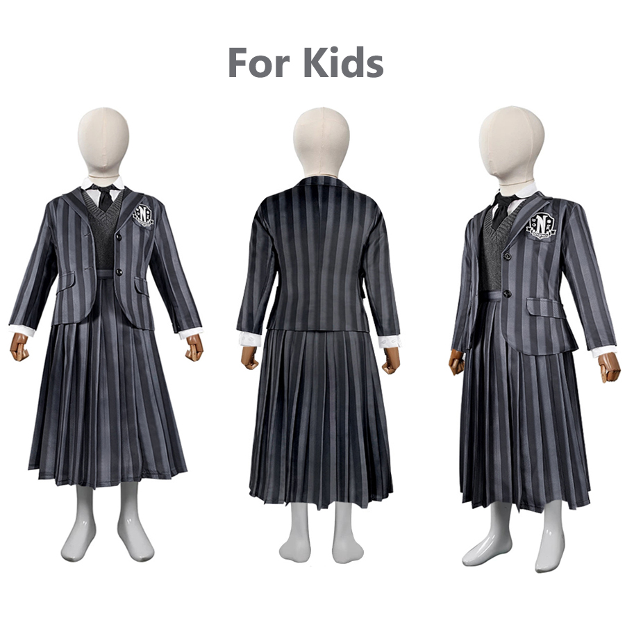 תחפושת וונסדיי אדמס – תלבושת אקדמיית נוורמור כחולה וסגולה