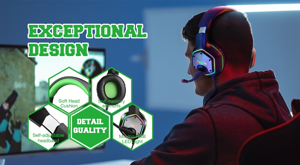 אוזניות גיימינג חוטיות מבית EKSA דגם E1000