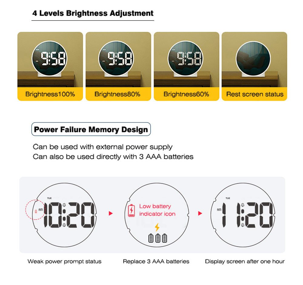 שעון שולחני דיגיטלי עם שעון מעורר