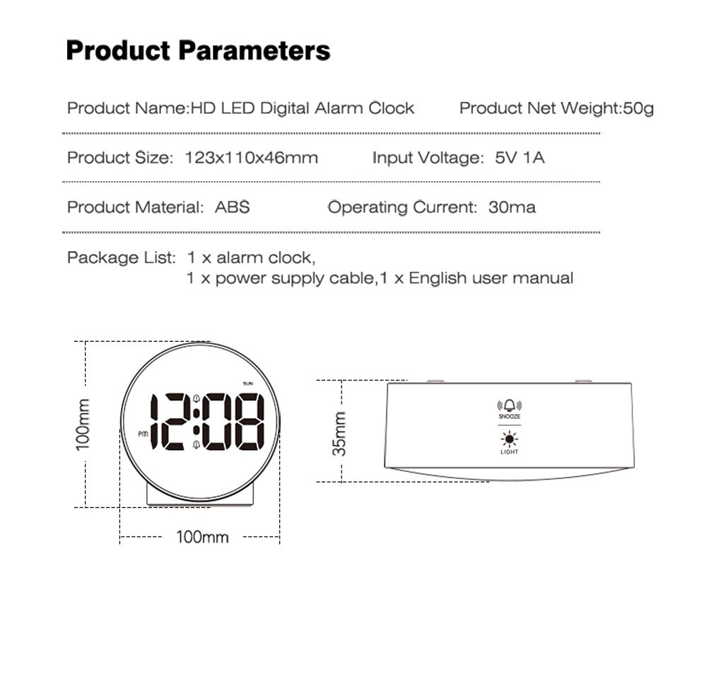 שעון שולחני דיגיטלי עם שעון מעורר