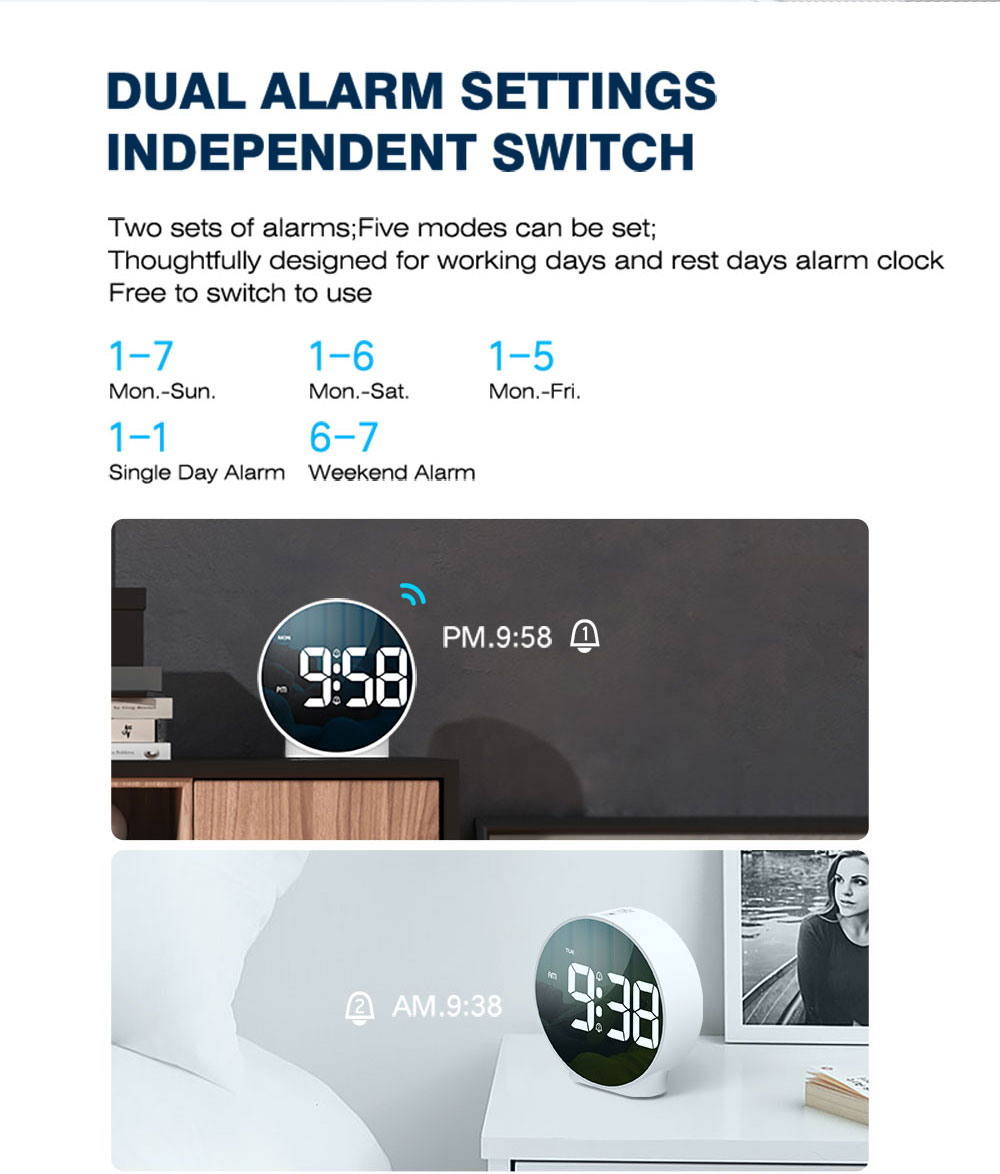 שעון שולחני דיגיטלי עם שעון מעורר