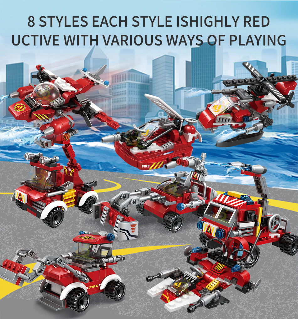 משאית כיבוי אש 8 ב1 להרכבה מאבני משחק (לגו)