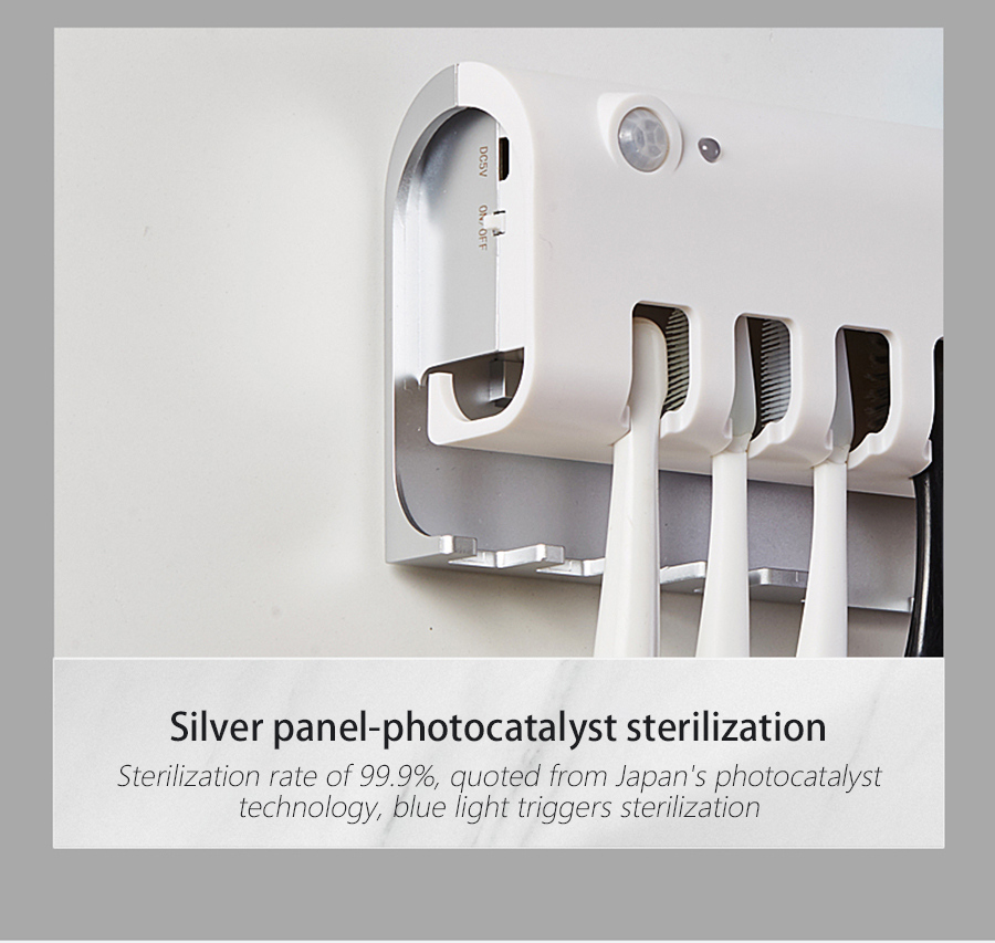 מתקן מברשות שיניים בעל נורת אולטרה סגולה UV מחסלת 99.9% מהחיידקים!