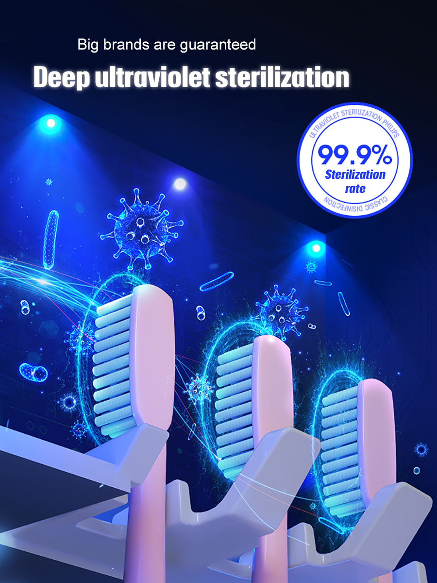 מתקן מברשות שיניים בעל נורת אולטרה סגולה UV מחסלת 99.9% מהחיידקים!