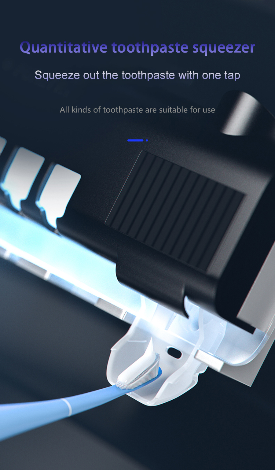 מתקן מברשות שיניים בעל נורת אולטרה סגולה UV מחסלת 99.9% מהחיידקים!