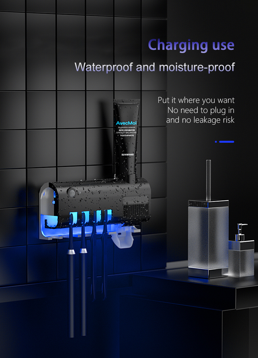 מתקן מברשות שיניים בעל נורת אולטרה סגולה UV מחסלת 99.9% מהחיידקים!