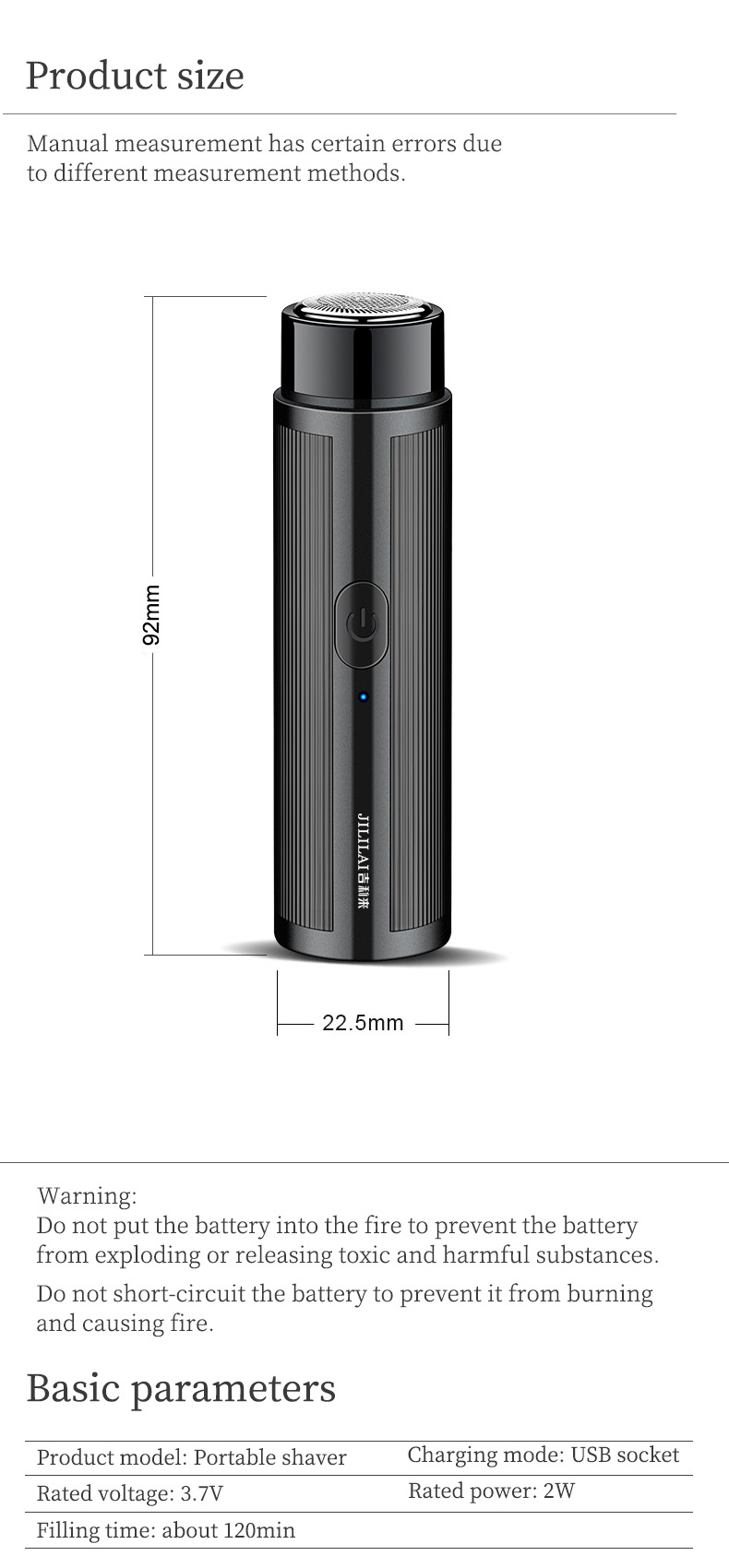 מיני מכונת גילוח נטענת לגילוח כל חלקי הגוף