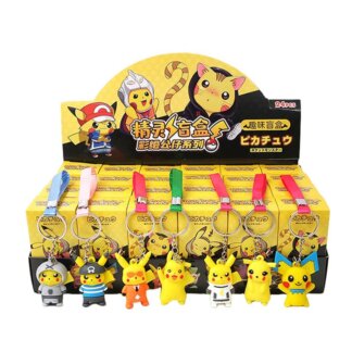 סט של 24 מחזיקי מפתחות של פיקאצ'ו ופוקימונים נוספים