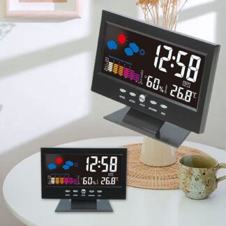 שעון שולחני דיגיטלי עם מסך LED צבעוני - קלאסי לכל משרד!