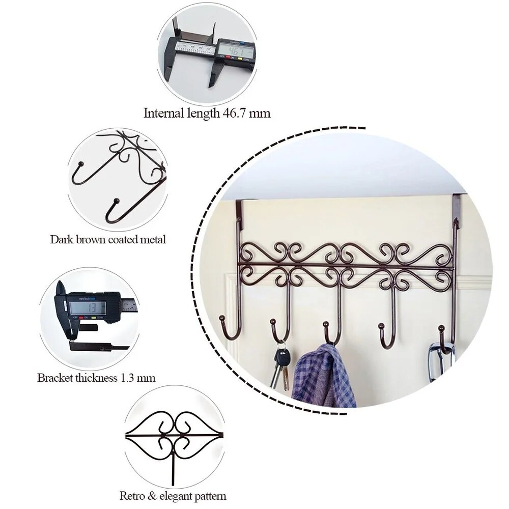 Five Hooks Hooks Over Door Towel Clothes Hat Bag Over Door Bathroom Hanger Hanging Coat Cloth