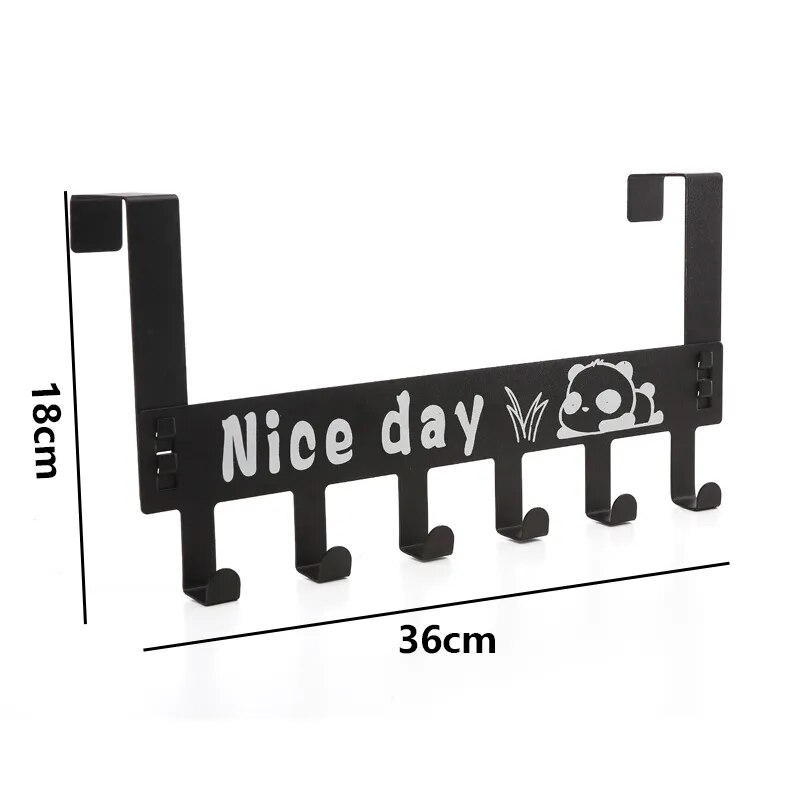 Thickened Punch-free Metal Hanger Bracket 6 Hook Door Hooks Rear Storage Wall Hanging Clothes Hat Bedroom Organizer Storage