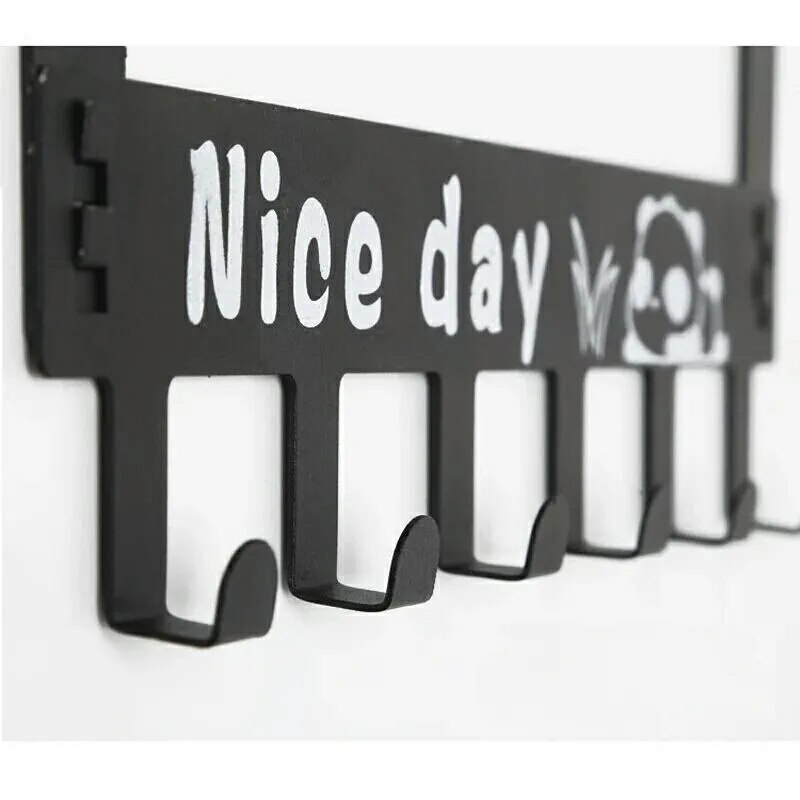 Thickened Punch-free Metal Hanger Bracket 6 Hook Door Hooks Rear Storage Wall Hanging Clothes Hat Bedroom Organizer Storage
