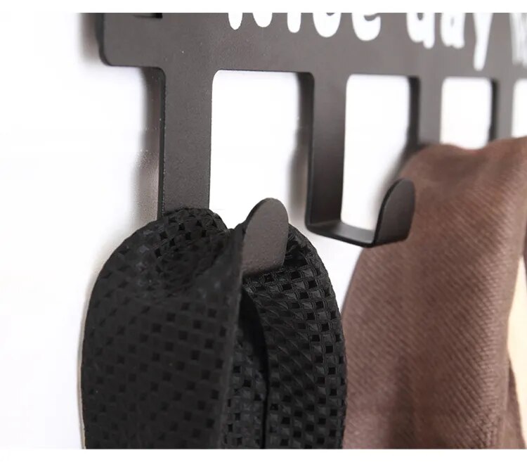 Thickened Punch-free Metal Hanger Bracket 6 Hook Door Hooks Rear Storage Wall Hanging Clothes Hat Bedroom Organizer Storage