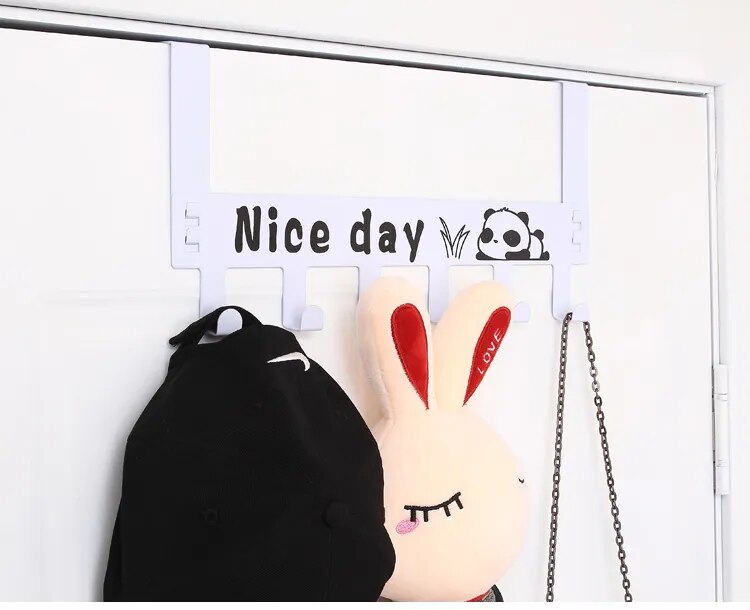 Thickened Punch-free Metal Hanger Bracket 6 Hook Door Hooks Rear Storage Wall Hanging Clothes Hat Bedroom Organizer Storage