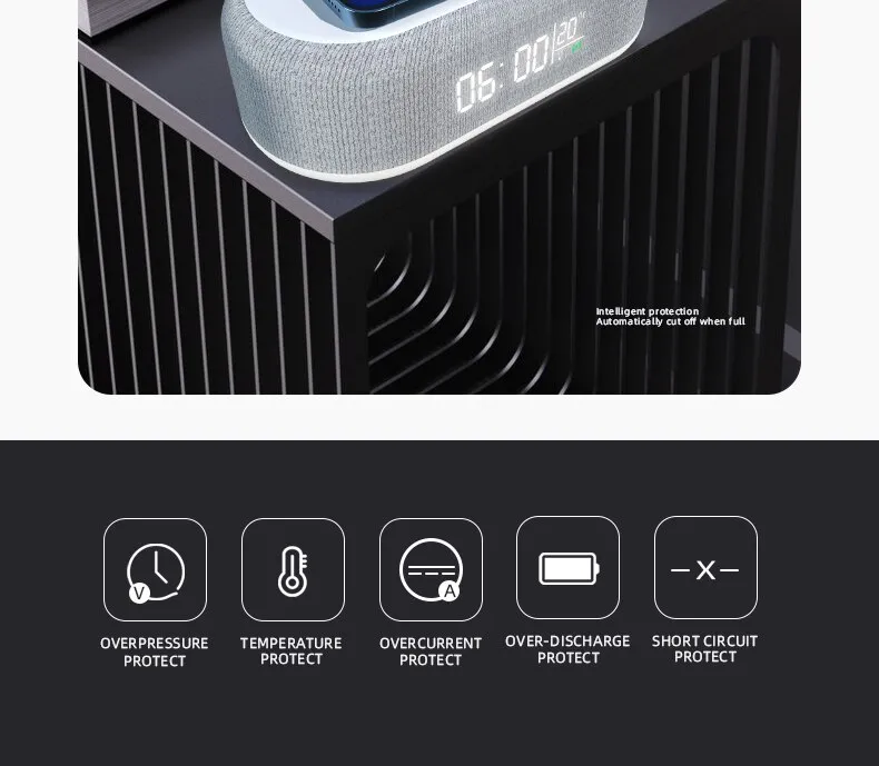 שעון דיגיטלי משולב מטען אלחוטי מהיר