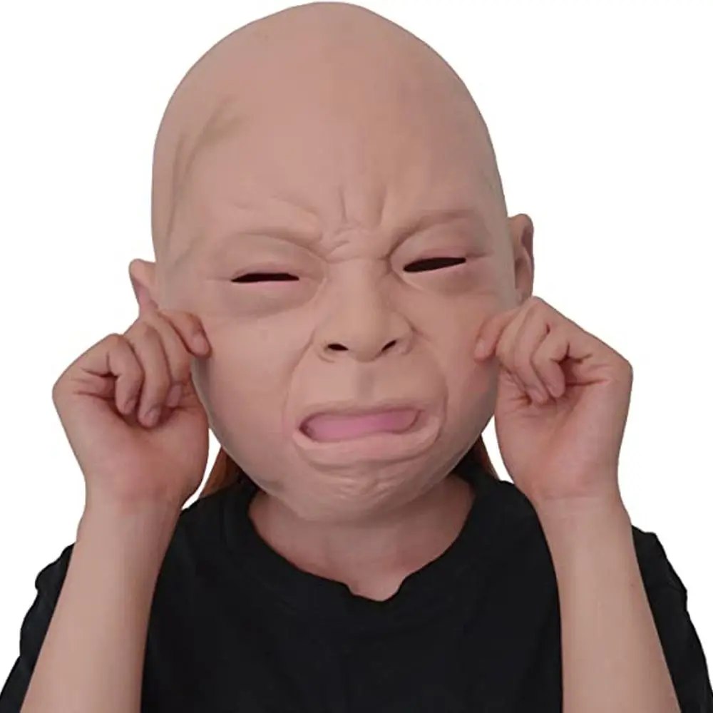 מסכה לפורים של תינוק בוכה