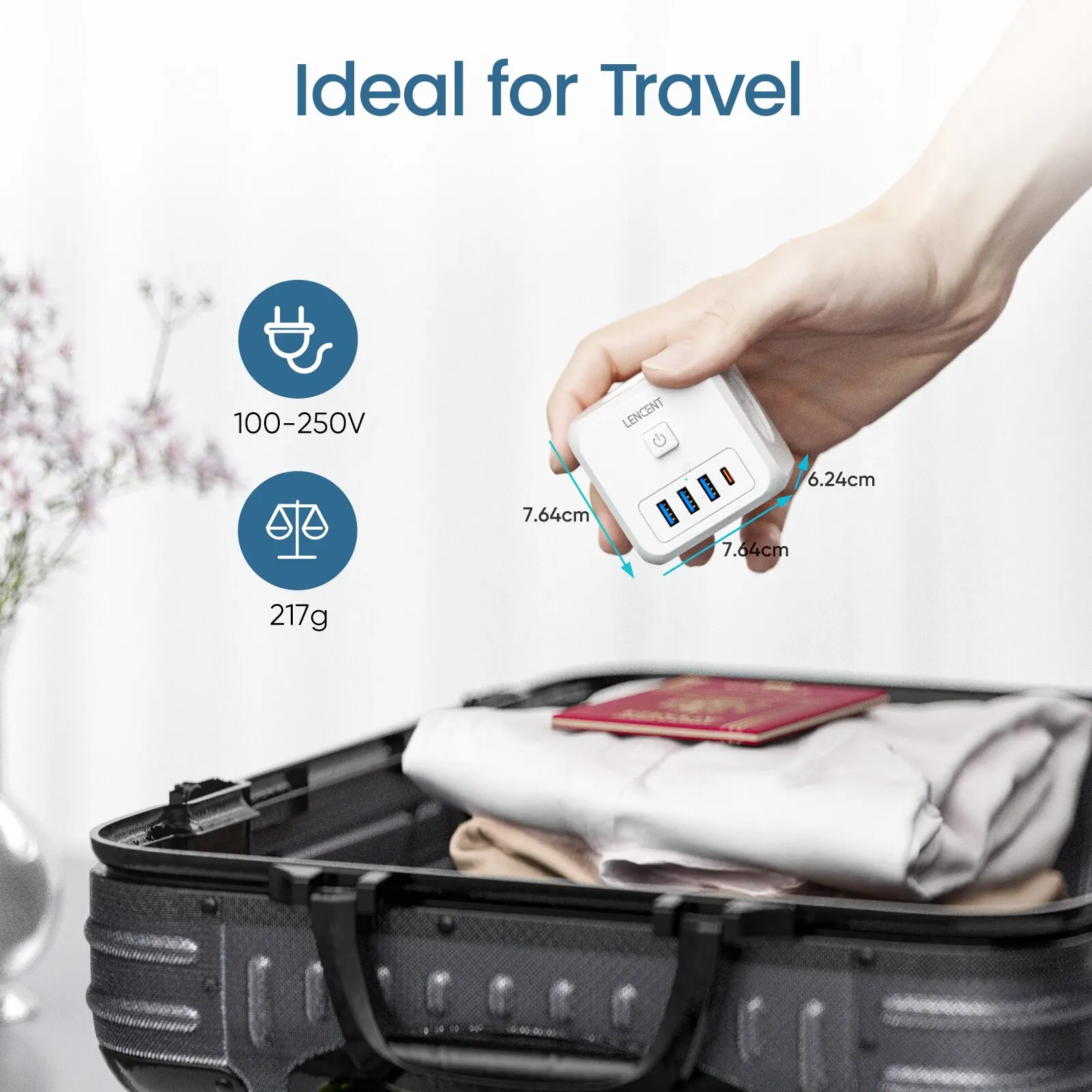 7 ב-1 - מפצל קובייה לתקע מבית LENCENT