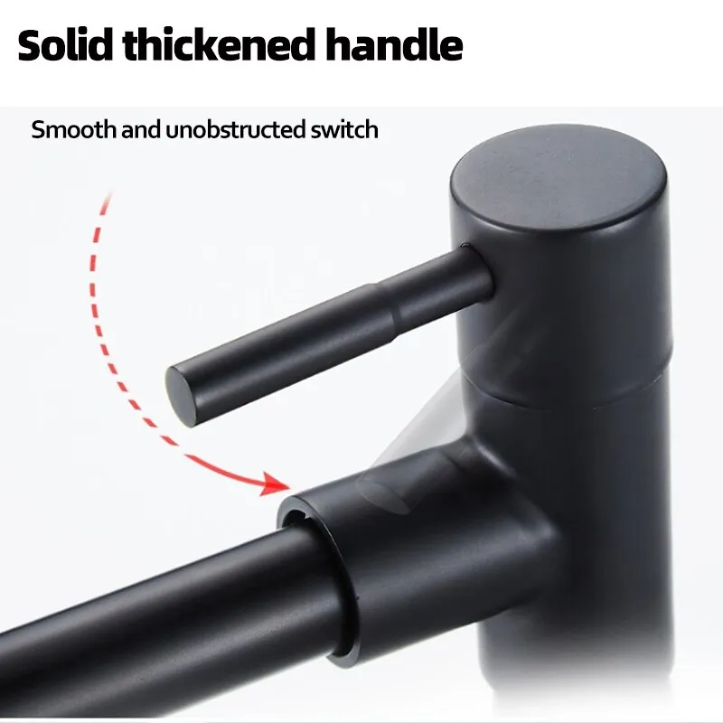 ברז קיר שחור למטבח עם צינור גמיש לשטיפה קלה ו2 מצבי לחץ מים